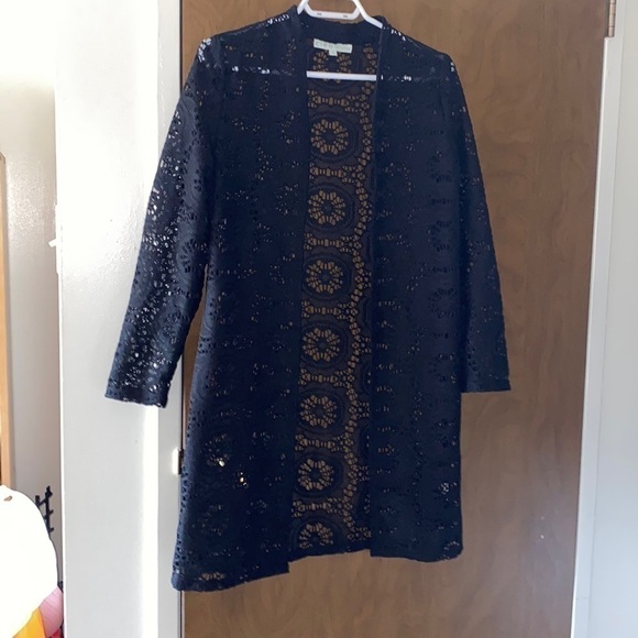 Cleo Petites Jet Black  Open Front Cardigan - Picture 2 of 7